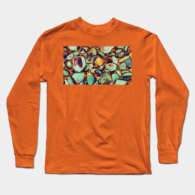 Magic pebbles on a cold beach: psychedelic edit of abstract nature photography Long Sleeve T-Shirt by F-for-Fab